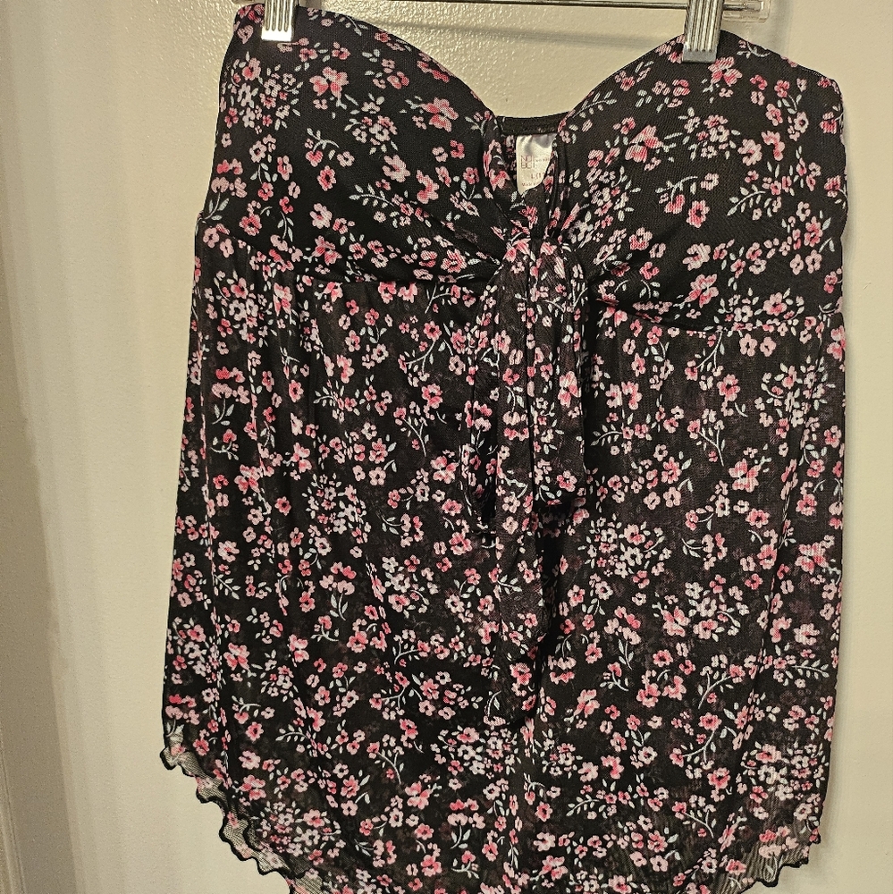 No Boundaries Black and Pink Floral Skater Skirt